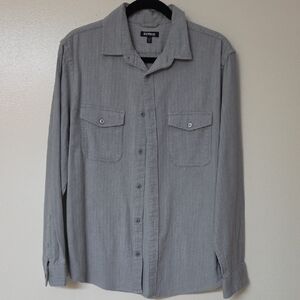 Express Men's Gray Long-Sleeve Button Shirt